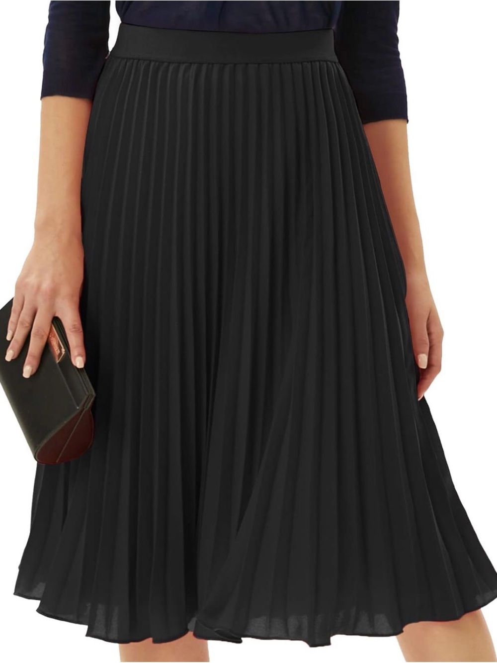 Black Pleated A-Line Skirt